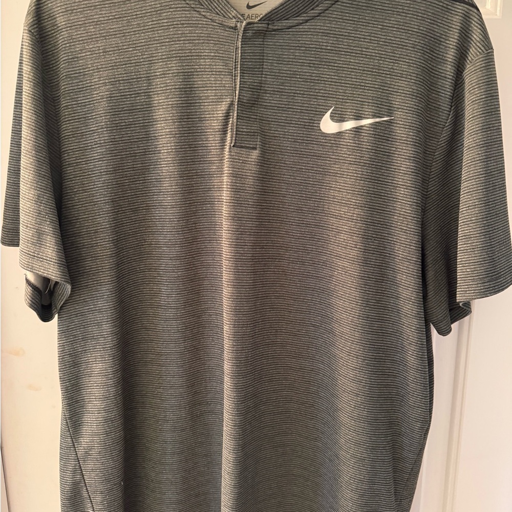 Nike Men's Striped Gray Polo Shirt